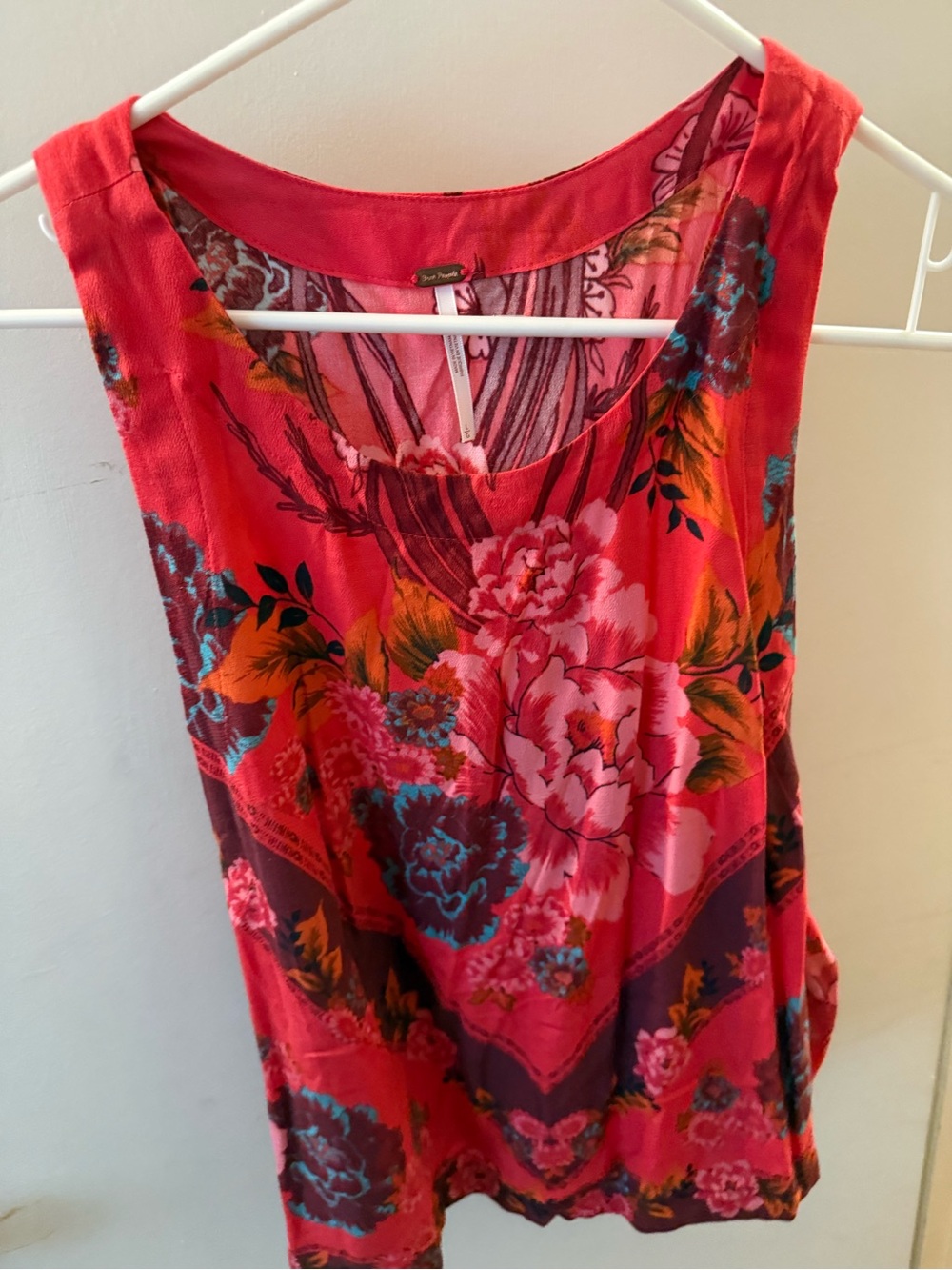 Free People red floral side tie tank